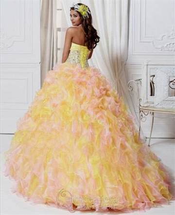quinceanera dresses pink and yellow 2018