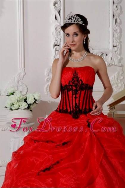 quinceanera dresses red and white and black 2017-2018