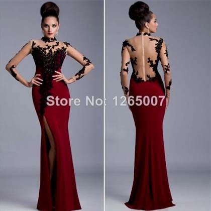 red and black lace prom dress 2017-2018