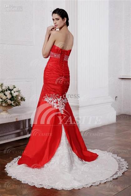 red and white mermaid wedding dress 2017-2018