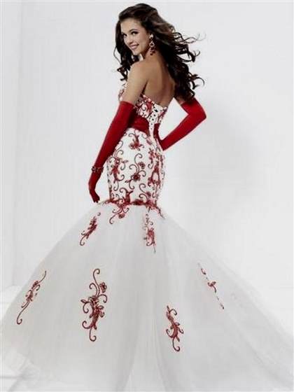 red and white mermaid wedding dress 2017-2018
