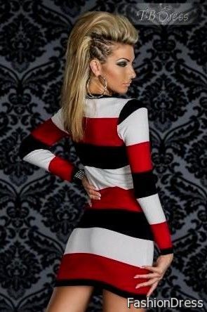 red and white striped sweater dress 2017-2018