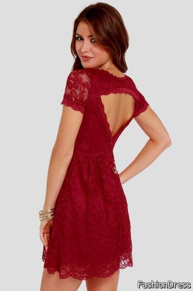 red lace dresses with sleeves 2017-2018