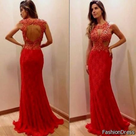 red lace mermaid dresses 2017-2018