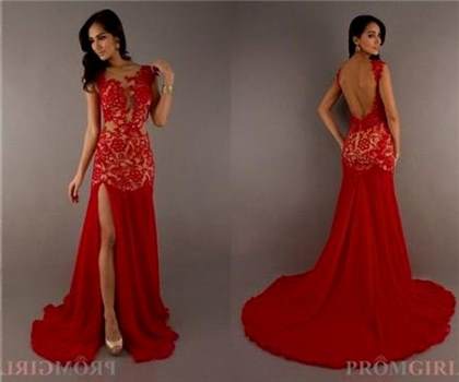 red lace mermaid prom dresses 2018