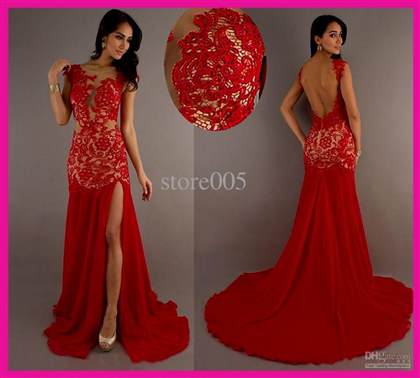 red lace mermaid prom dresses 2017-2018