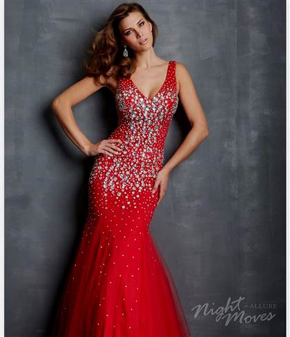 red lace mermaid prom dresses 2018
