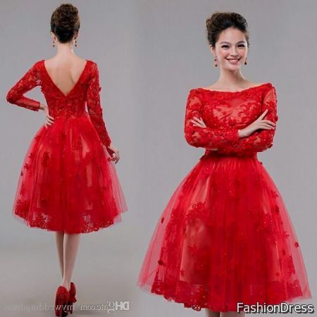 red prom dresses with sleeves cocktail
