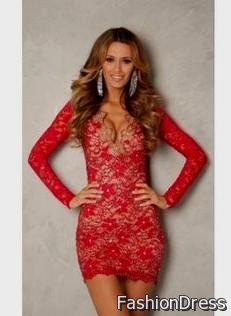 red prom dresses with sleeves cocktail 2017-2018
