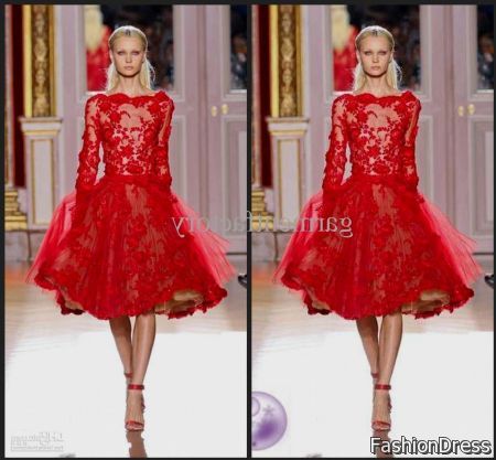 red prom dresses with sleeves cocktail