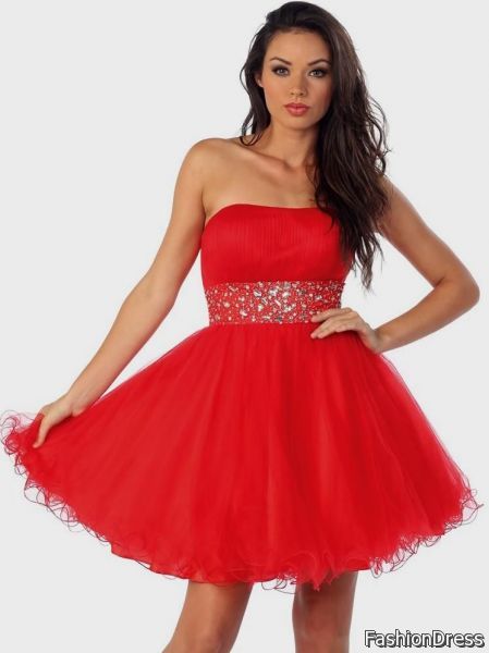 red strapless cocktail dress 2017-2018