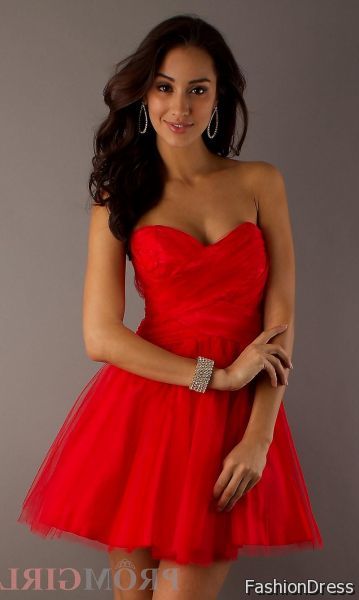red strapless cocktail dress 2017-2018
