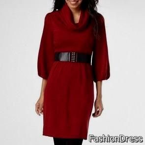 red sweater dress with leggings 2017-2018