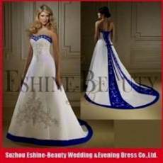 royal blue and white wedding dresses 2018