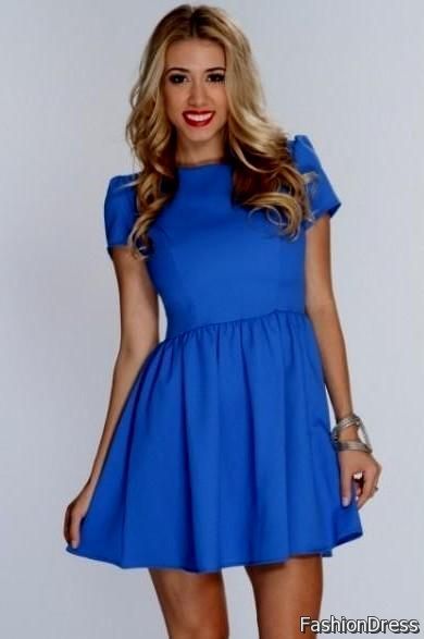 royal blue casual dress with sleeves 2017-2018
