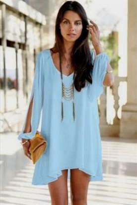 short blue dresses with long sleeves 2017-2018