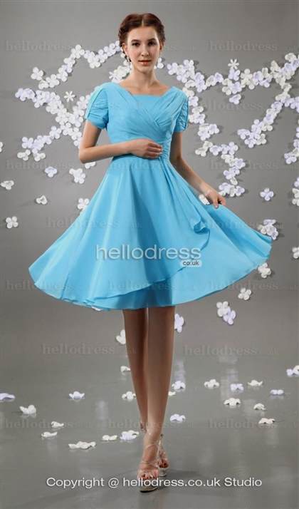 short light blue dress with sleeves 2018