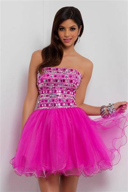 short neon pink prom dresses 2018
