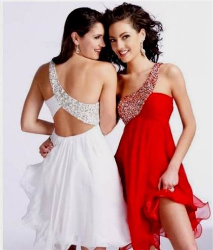 short red one shoulder prom dresses 2017-2018