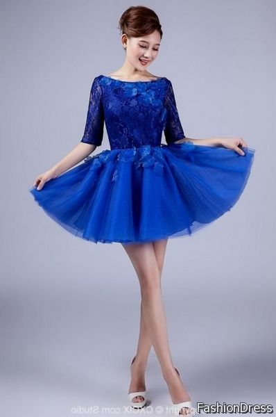 short royal blue lace dresses 2017-2018