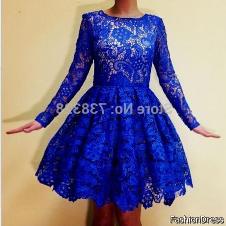 short royal blue lace dresses 2017-2018