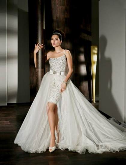 short wedding dresses with trains 2017-2018