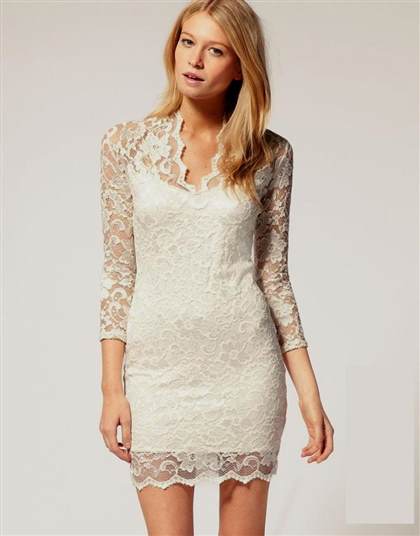 short white dress with 3/4 sleeves 2017-2018