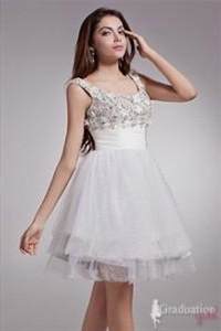 short white prom dresses with straps 2018