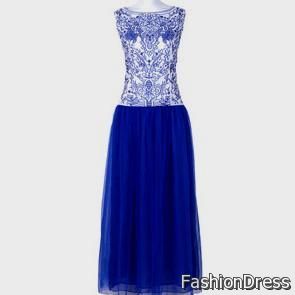 sleeveless blue lace dress 2017-2018