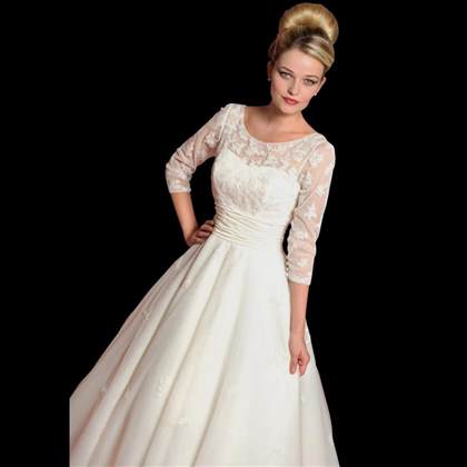 vintage tea length wedding dress with sleeves 2017-2018