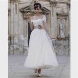 vintage tea length wedding dress with sleeves 2017-2018