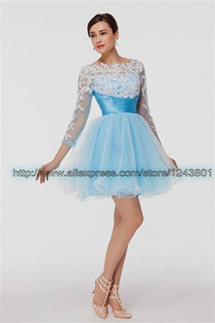 white and blue lace prom dresses 2017-2018
