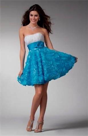 white and blue short prom dresses 2017-2018