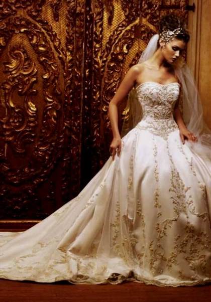 white and gold wedding dress 2017-2018