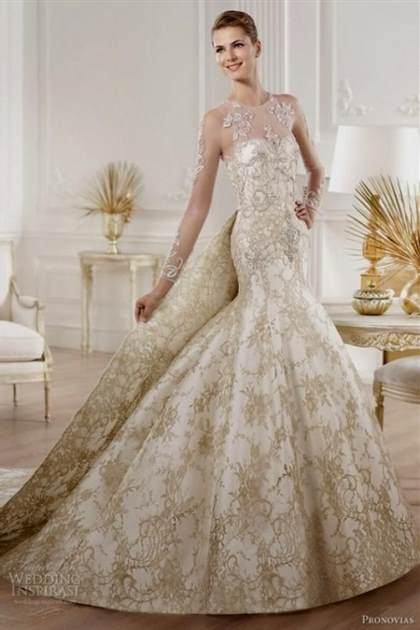 white and gold wedding dress 2017-2018