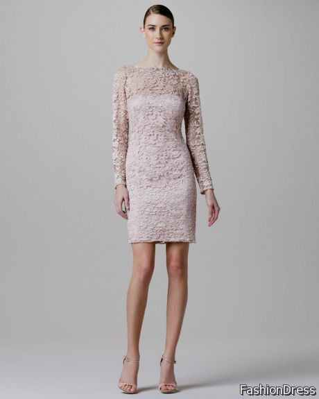 white lace cocktail dresses with sleeves 2017-2018