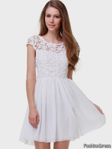 white lace cocktail dresses with sleeves 2017-2018