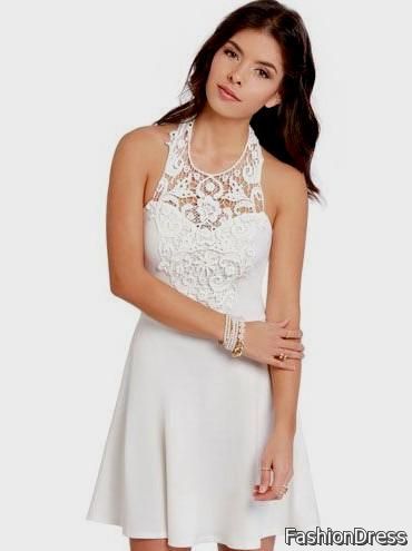 white lace halter short dress 2017-2018