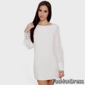 white shift dress with sleeves 2017-2018