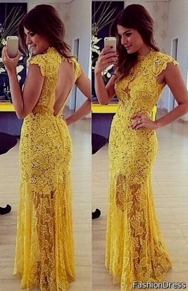 yellow lace summer dress 2017-2018