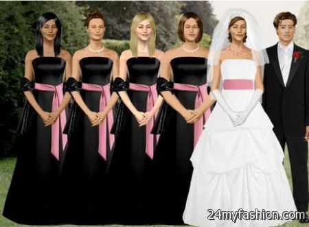 Black and pink bridesmaid dresses 2018-2019