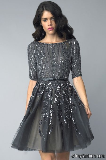 Black cocktail dress with sleeves 2018-2019