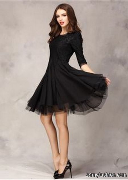 Black cocktail dresses with sleeves 2018-2019
