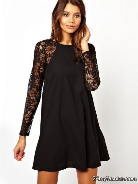 Black dress with long sleeves 2018-2019
