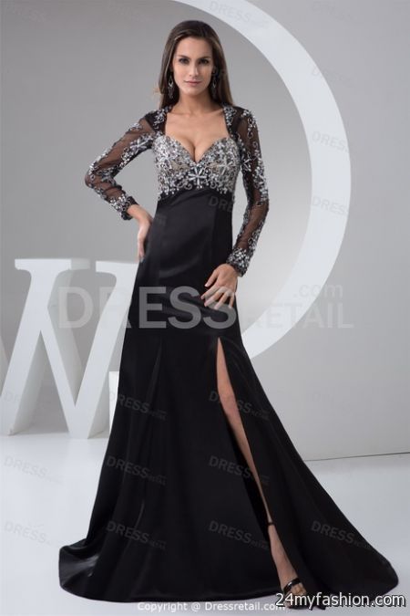 Black evening gowns with sleeves 2018-2019