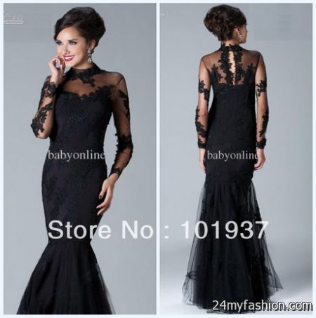 Black evening gowns with sleeves 2018-2019