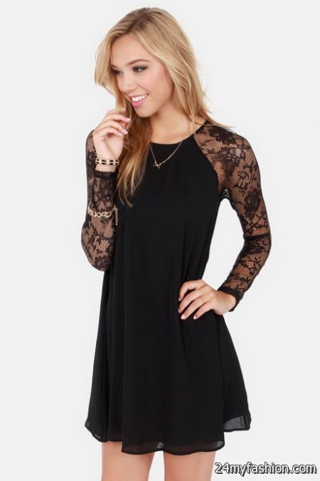 Black lace shift dress 2018-2019
