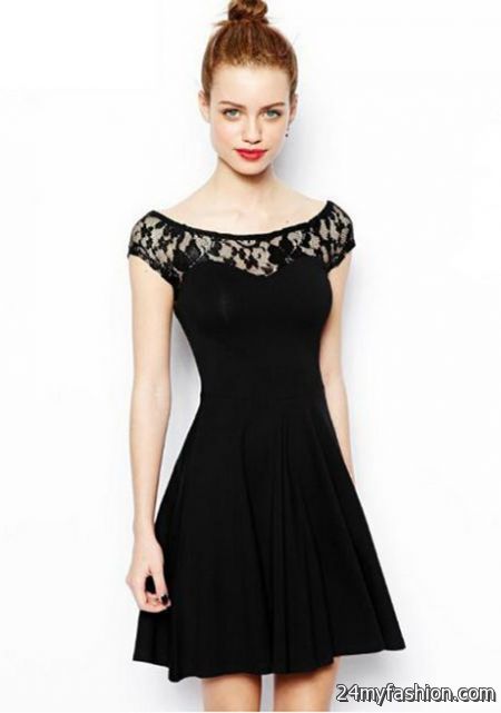 Black lace short dress 2018-2019