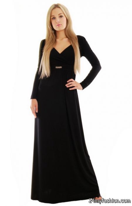 Black long sleeved maxi dresses 2018-2019