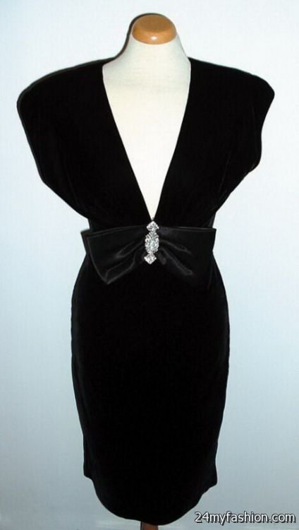 Black velvet cocktail dress 2018-2019